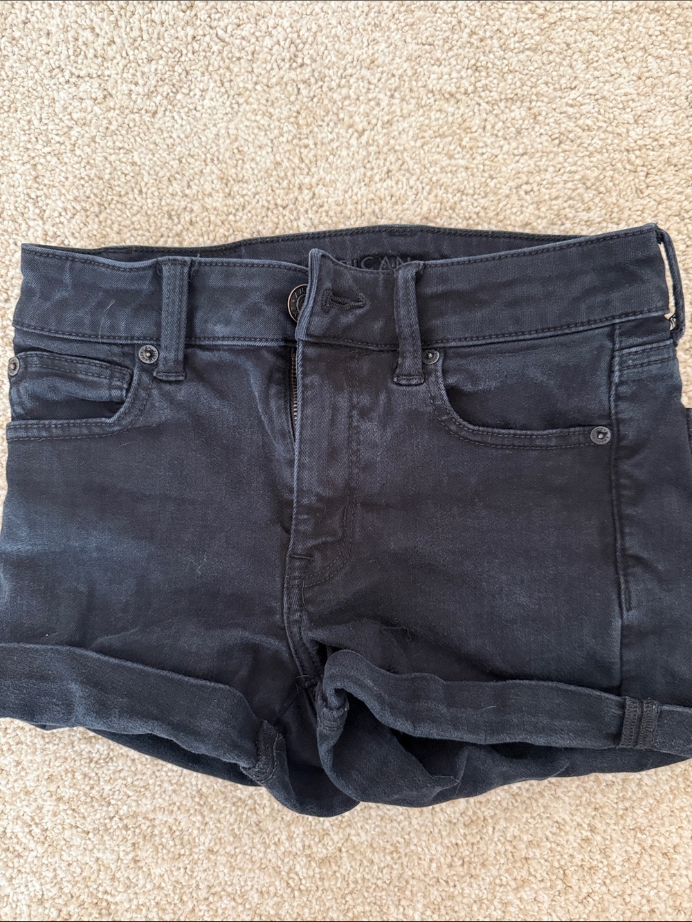 American Eagle Outfitters Black Denim Cuffed Shorts next level stretch